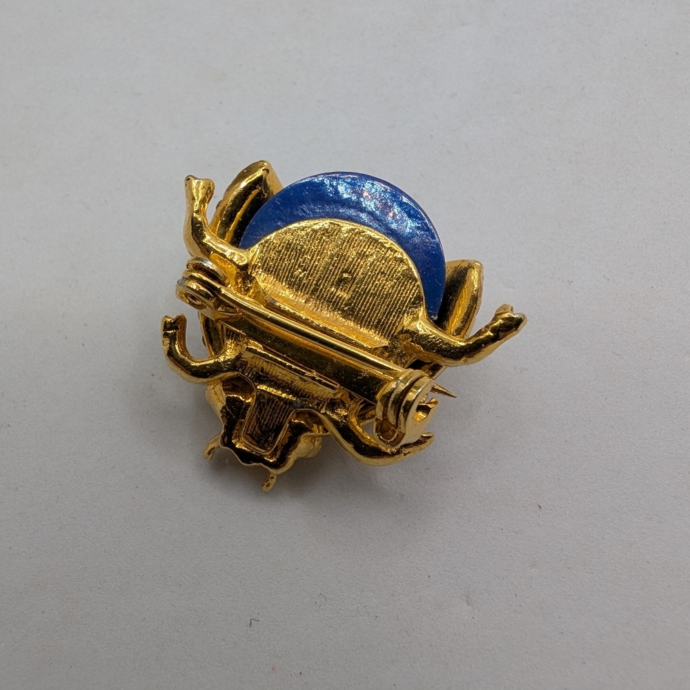Vintage Blue Moonstone & Pearl Ladybug Brooch Pin - Picture 3 of 3